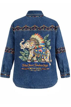 SHOPMOYN MOYN Tribal Elephant Denim Gömlek