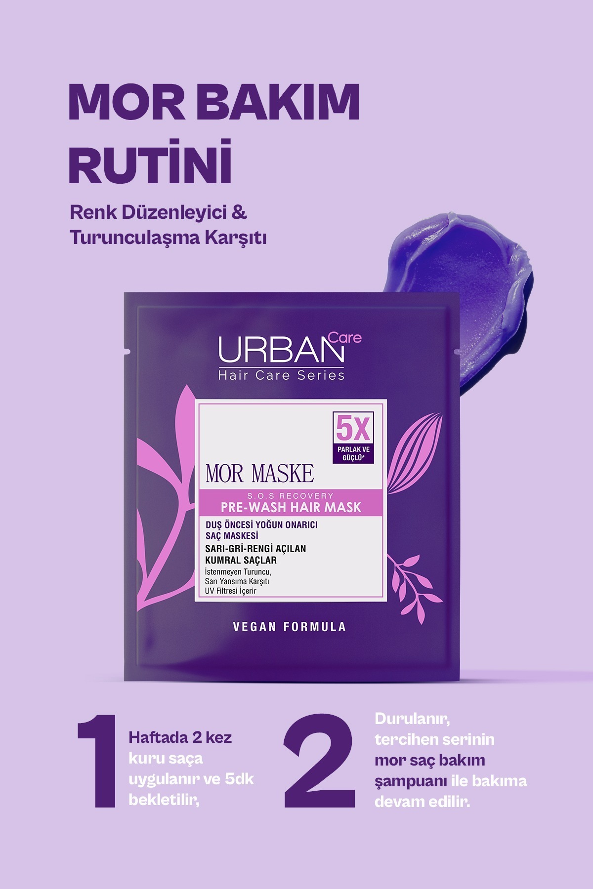 Mor Turunculaşma Karşıtı Duş Öncesi Saç Bakım Maskesi-50ml — 8680690712623 — تصویر 4 از 6