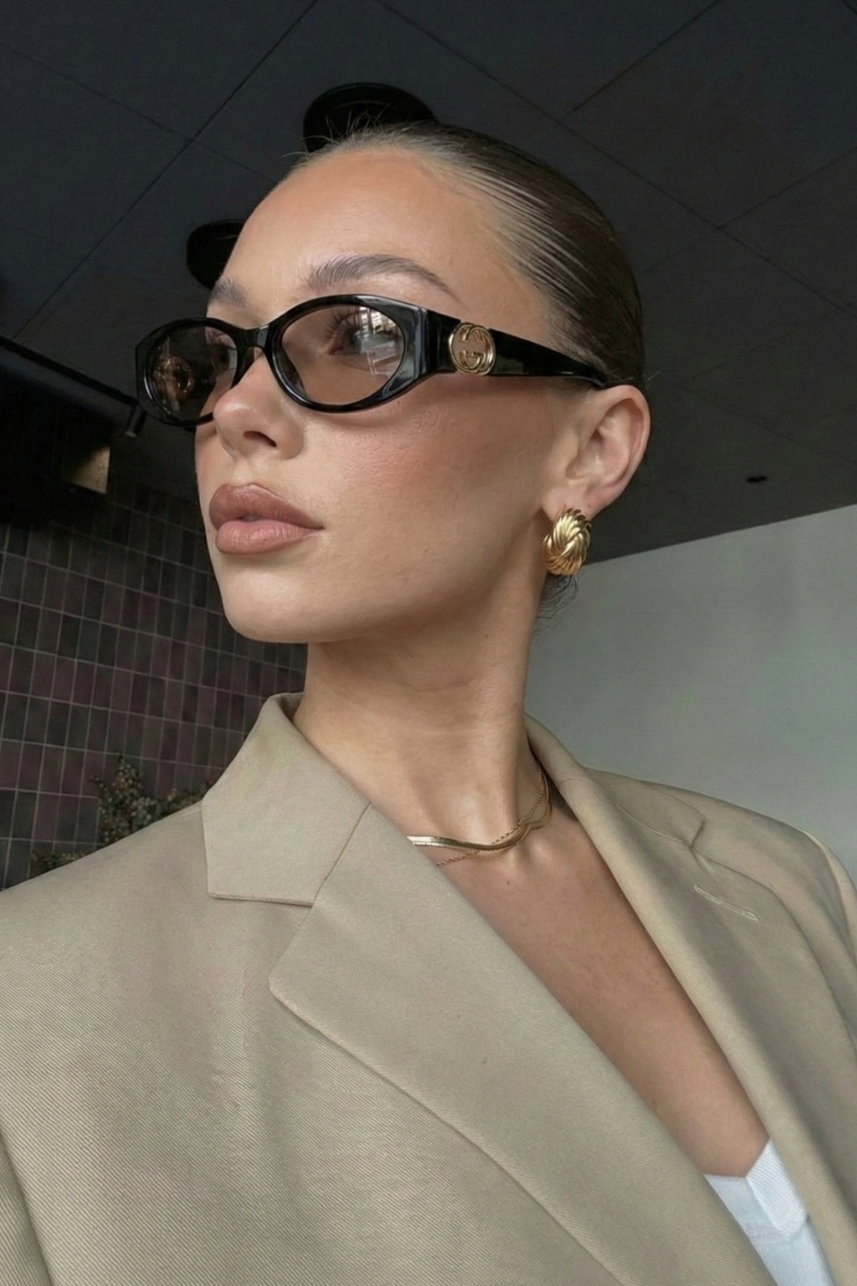 Chunky Frame Geranyy Siyah Nude Uv400 Korumalı Ultra Hafif Kadın Güneş Gözlüğü görsel 2