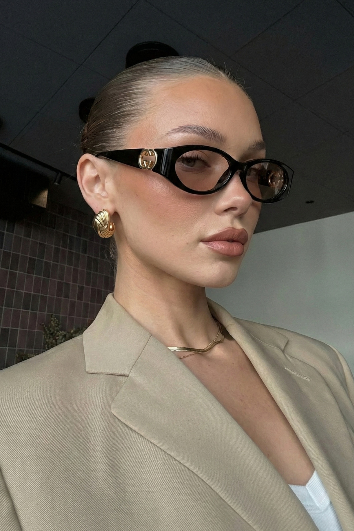 Chunky Frame Geranyy Siyah Nude Uv400 Korumalı Ultra Hafif Kadın Güneş Gözlüğü