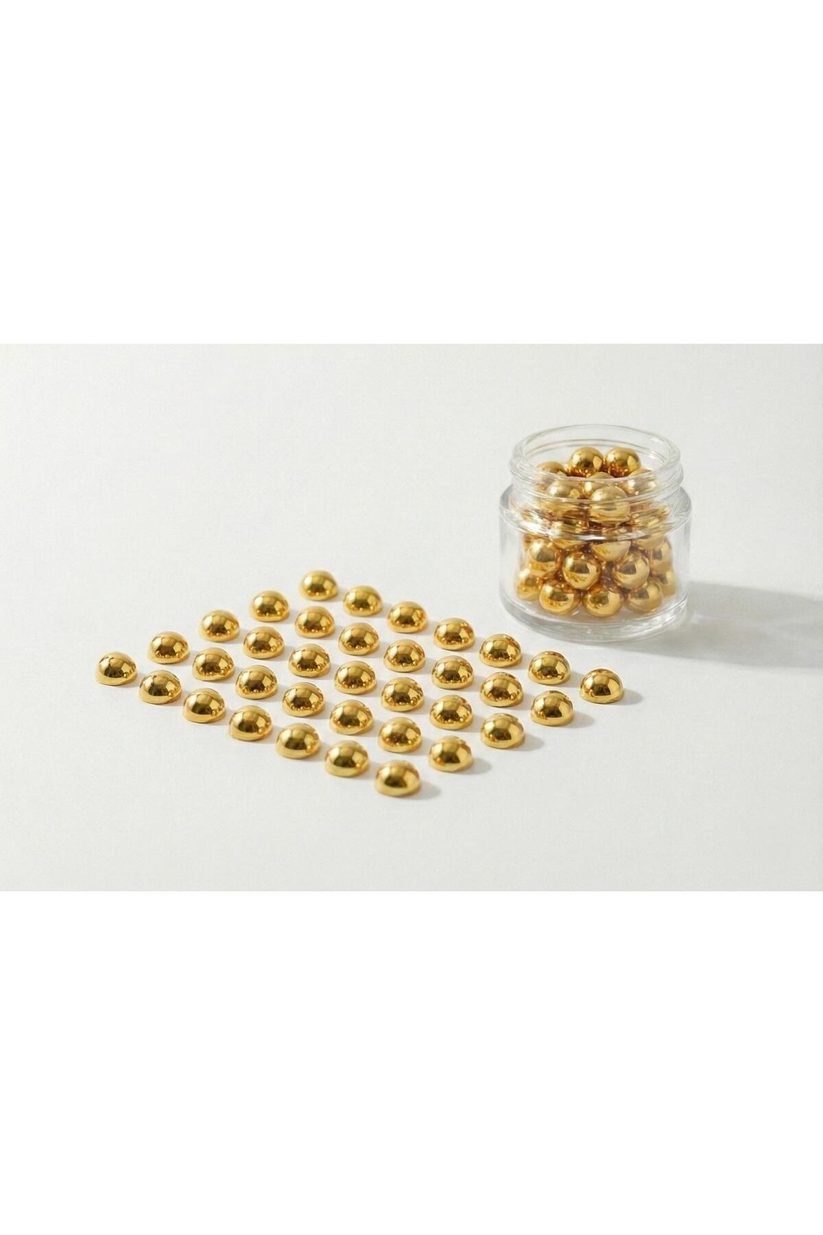 6mm Yellow Acrylic Half Pearl Beads - 100 Pieces Bonding Decoration and Hobby Stone B:128