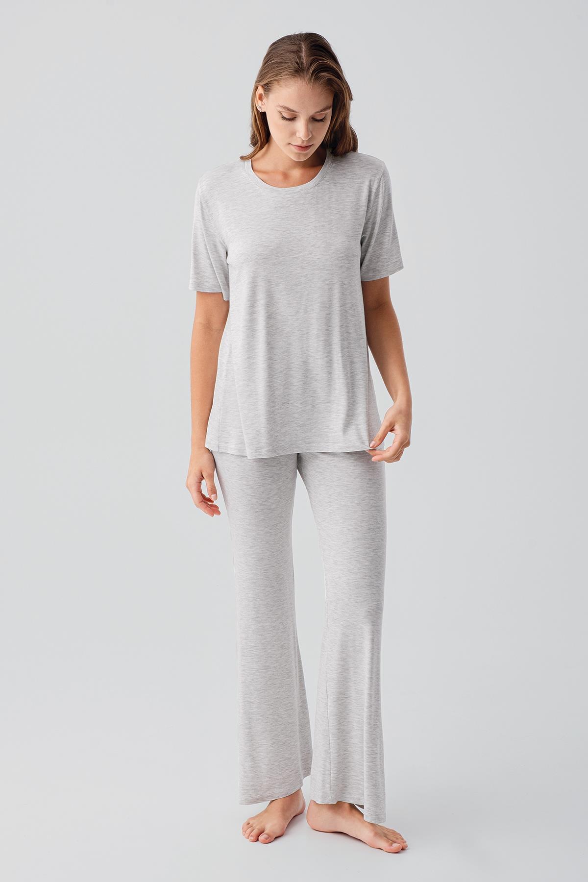 Short Sleeve Basic Spanish Leggings Flexible Viscose Pajamas Set