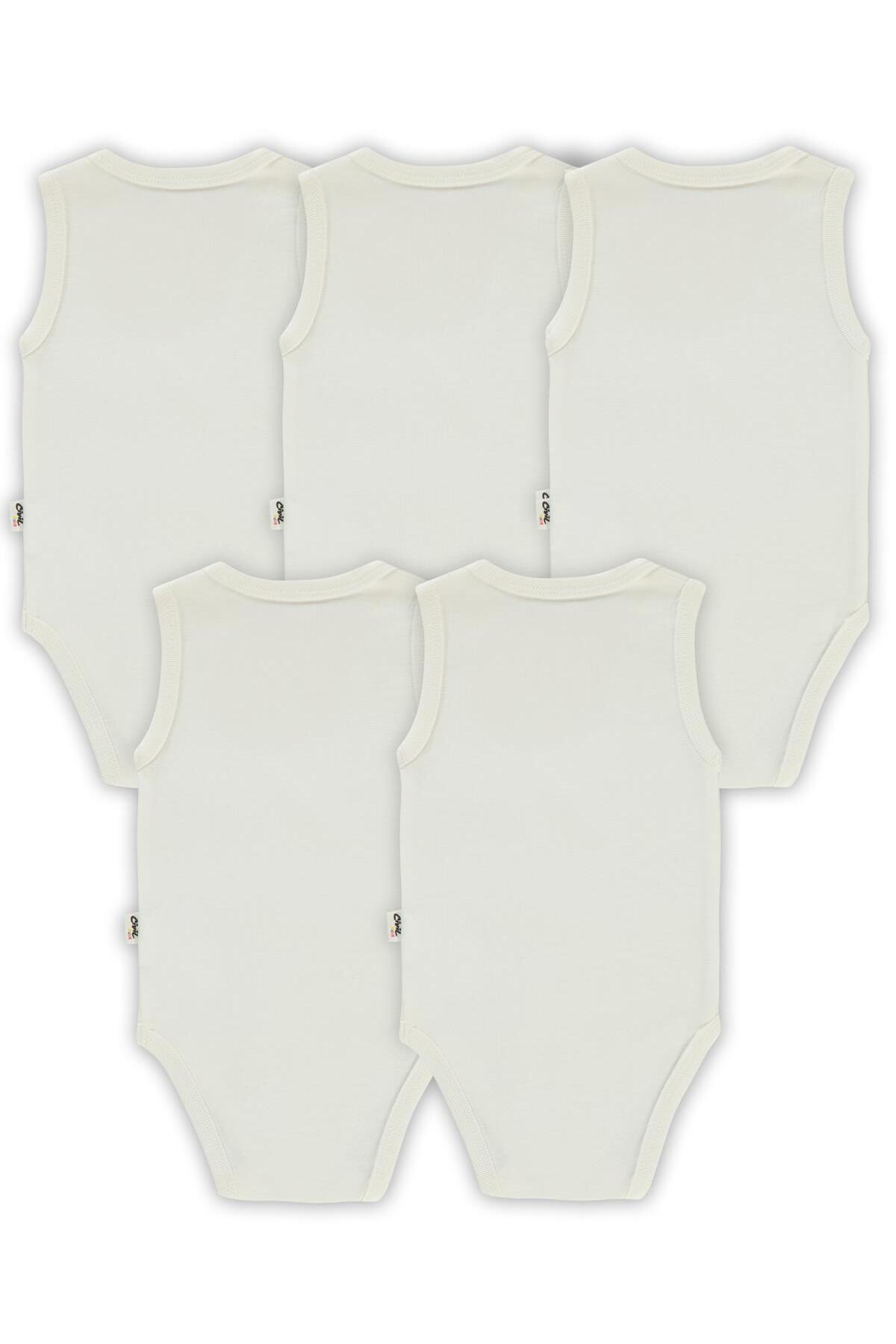 Civil Baby 5 li Düz Basic Sıfır Kol Çıtçıtlı Badi - Beyaz fotoğrafı 3 (önizleme)