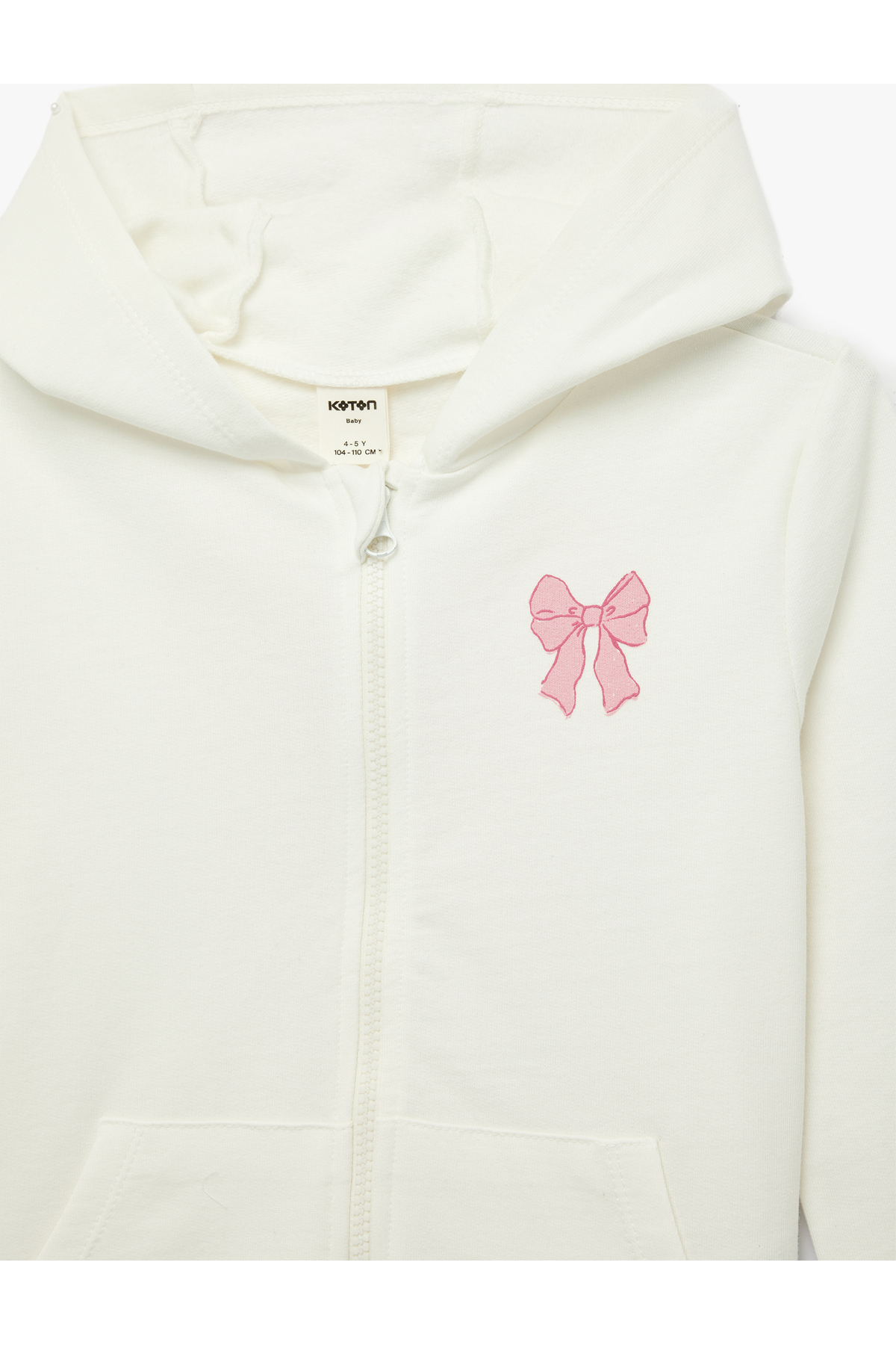 Koton Fiyonk Detaylı Uzun Kollu Kapşonlu Pamuklu Şardonlu Fermuarlı Sweatshirt fotoğrafı 3 (önizleme)