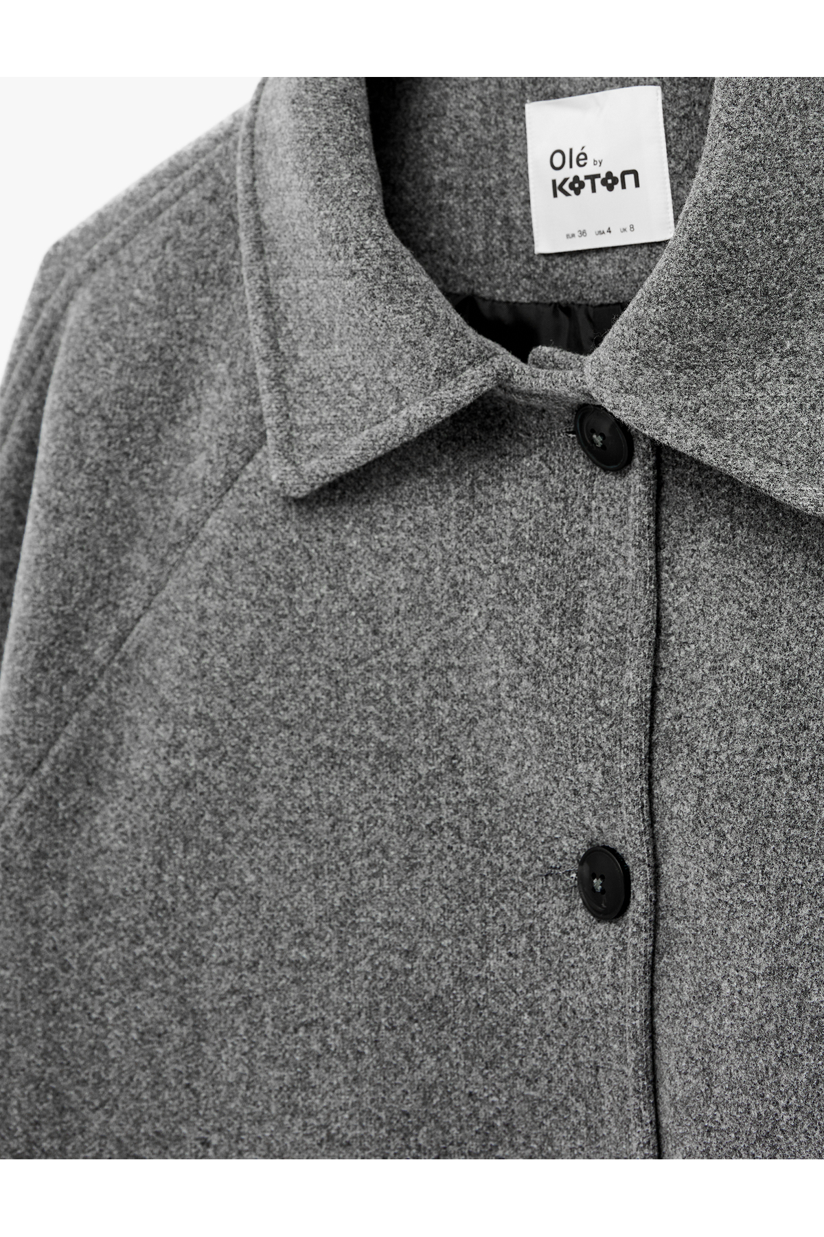 Koton  Uzun Kollu Cepli Düğmeli Klasik Yaka Kaşe Ceket - Görsel 6