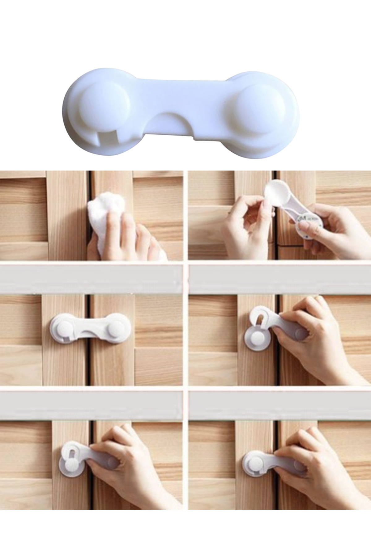 Lisinya 4 Adet Bebek ve Çocuk Koruyucu Dolap Kilidi Vida Gerektirmeyen Güvenlik Seti - fotoğrafı 4 (önizleme)