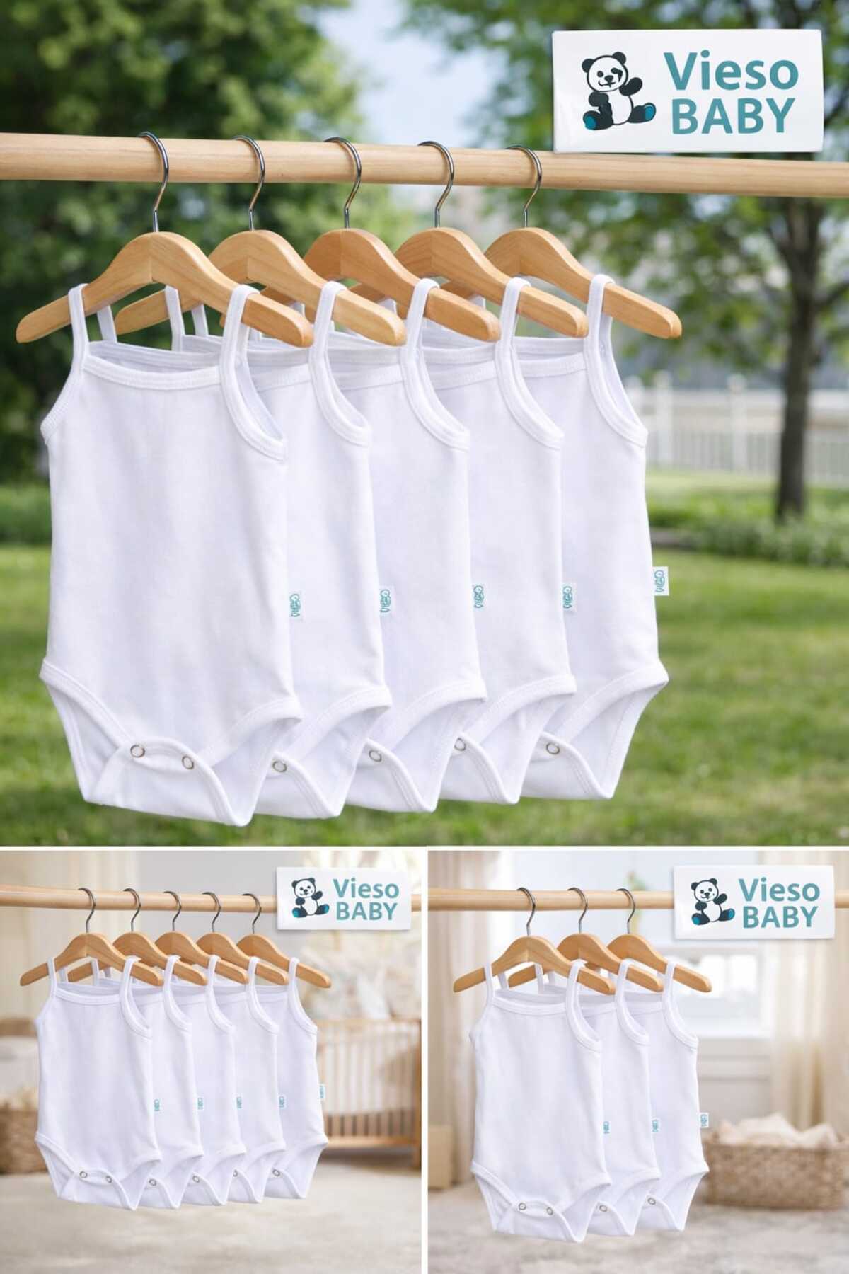 Rany Baby Kids 5li İp Askılı Beyaz Pamuklu Çıtçıtlı Body Atlet Zıbın fotoğrafı 3 (önizleme)