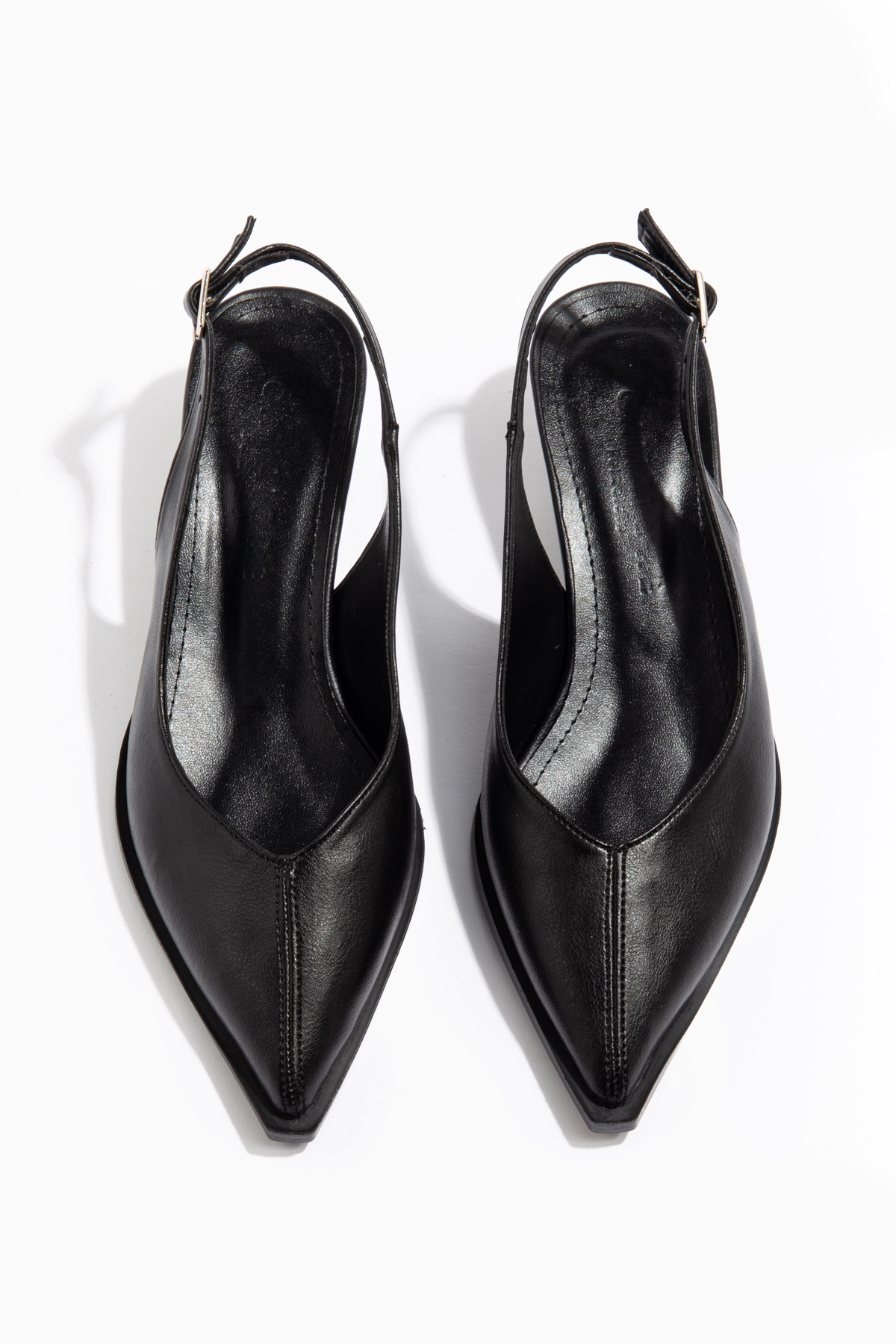 camaiore  Siyah Kısa Topuk Sivri Burun Kadın Klasik Deri Topuklu Ayakkabı - Görsel 8