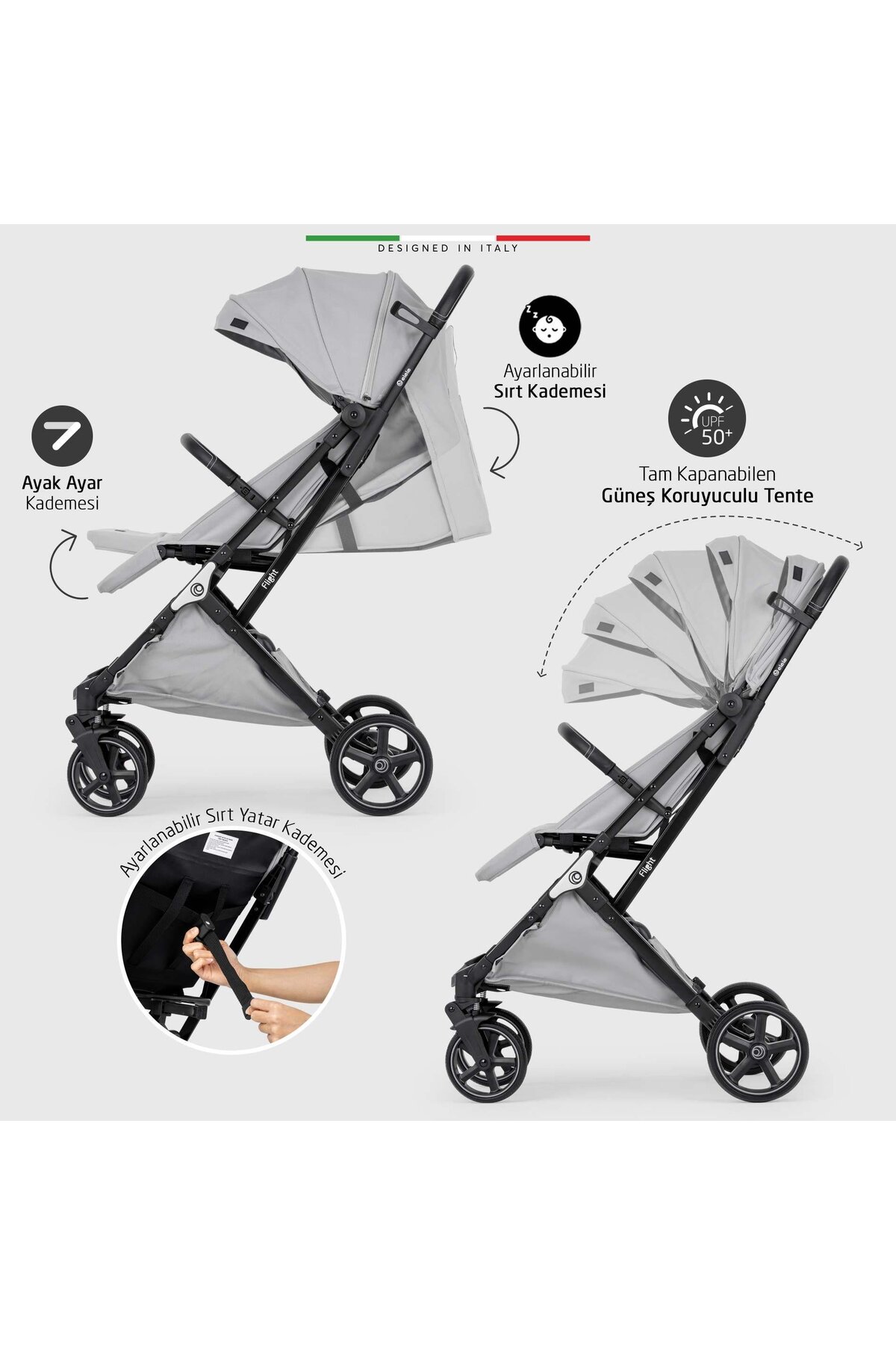 Elele Flight 2 Kabin Tipi Bebek Arabası Siyah fotoğrafı 4 (önizleme)