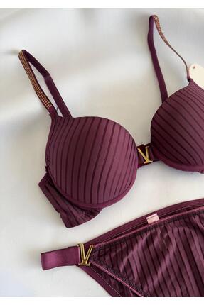 Pink Cadillac Kadın Şık V Detaylı Destekli Sütyen Külot Takımı