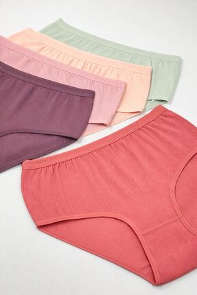nesterinzar %100 Pamuklu Yüksek Bel Fitilli Günlük Külot 5'li Paket