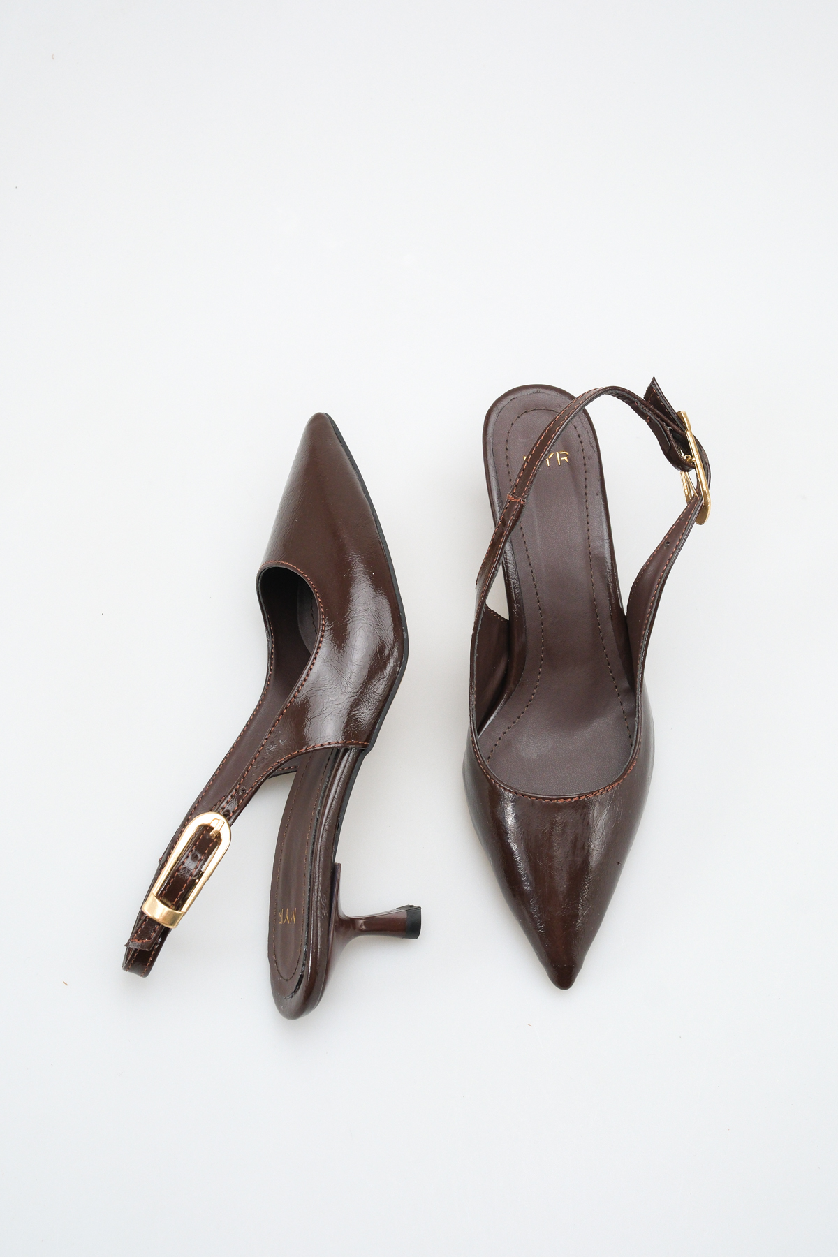 meyra'nın ayakkabıları  Kadın Tokalı Arkası Açık Topuklu Ayakkabı Acı Kahve Yanki (5.5 cm) - Görsel 3