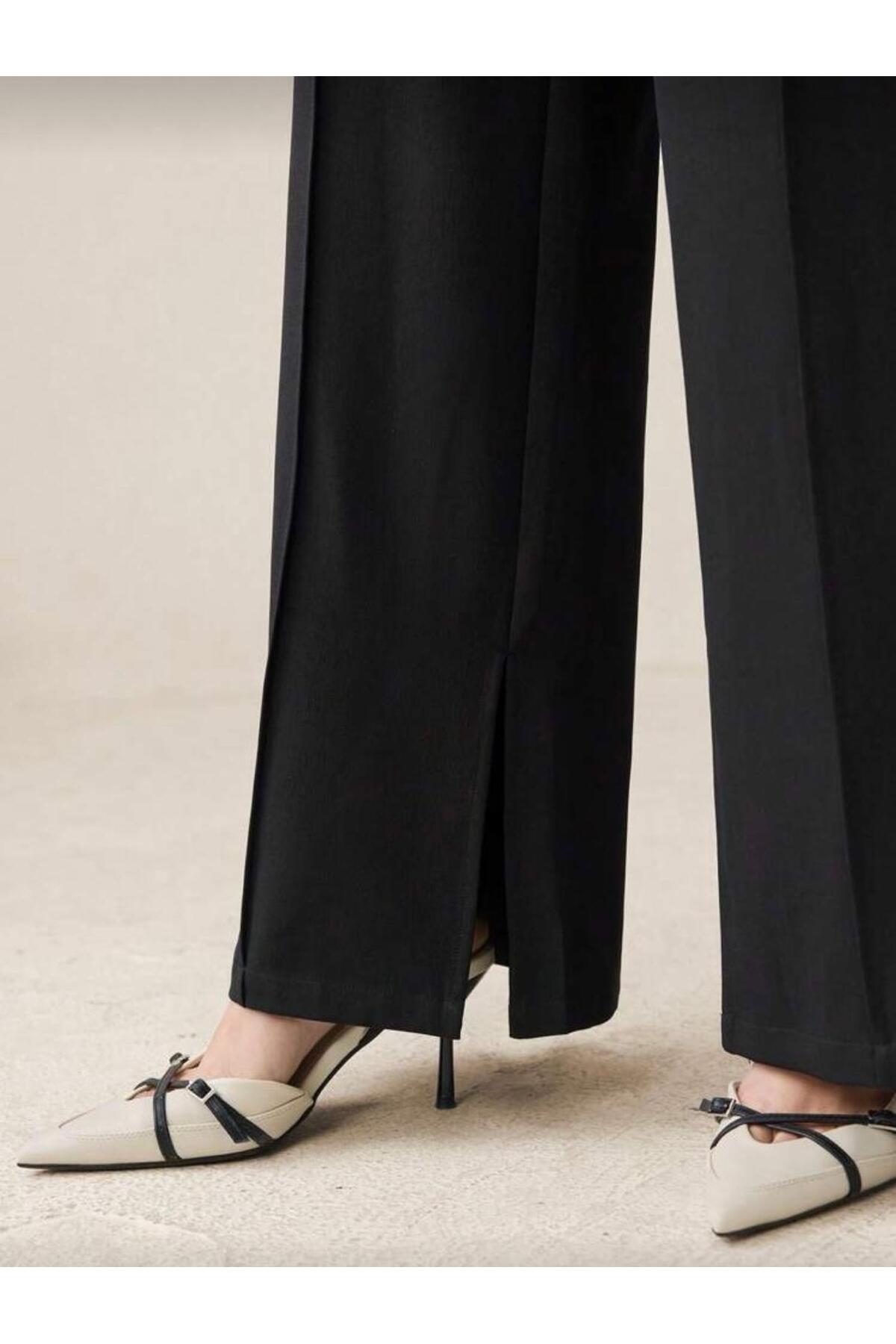 nathia outdoors  Yüksek Bel Dantel Detaylı Palazzo Kadın Pantolon - Görsel 7