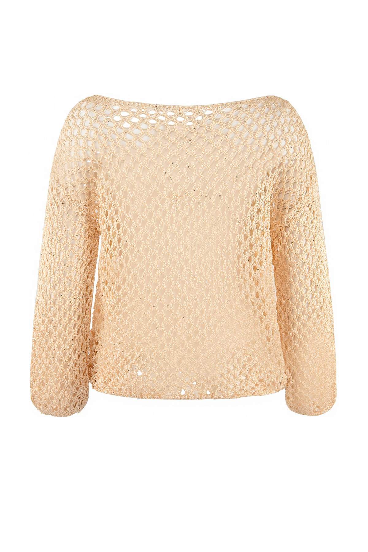 Trendyolmilla  Altın Payetli İplik Ajurlu Kayık Yaka Triko Kazak TWOSS26KZ00005 - Görsel 11