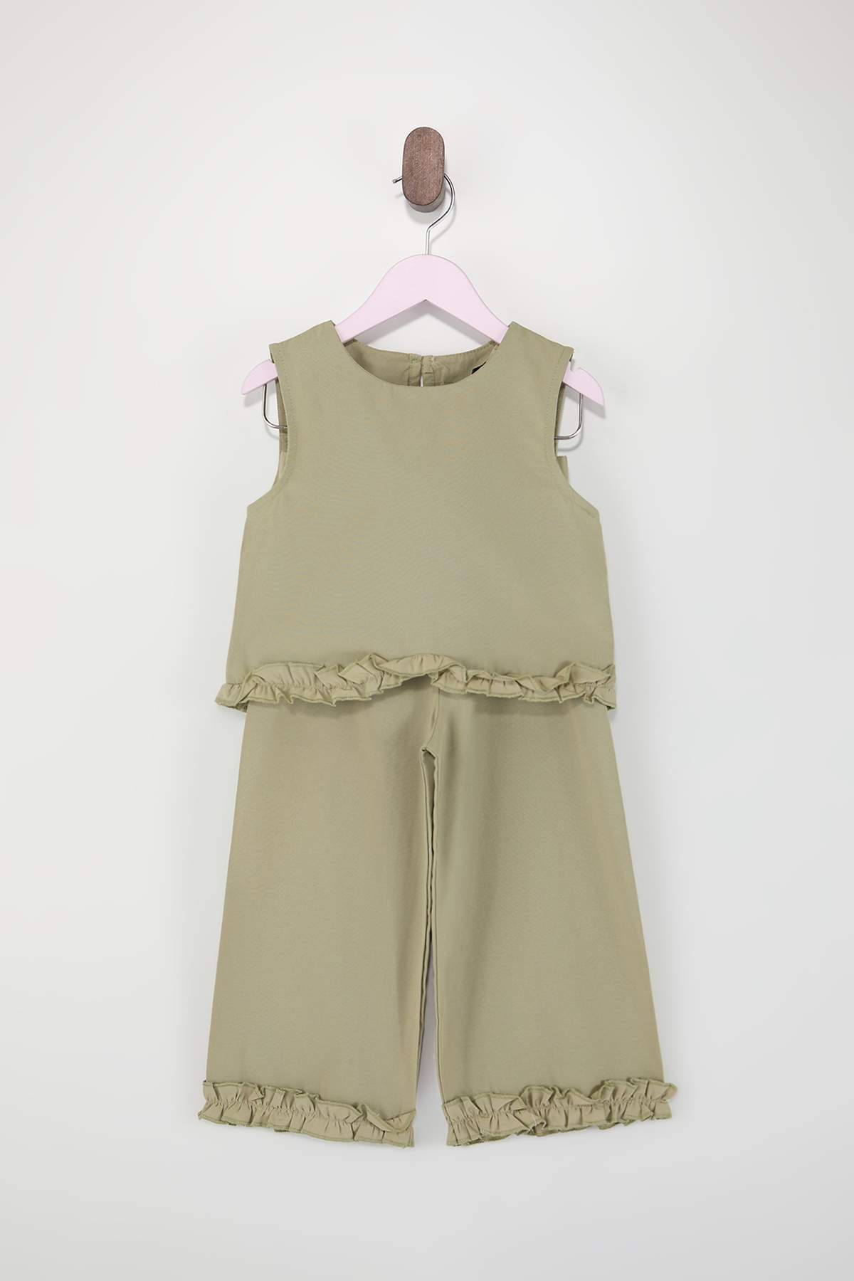 Trendyolmilla  Mint Fırfır Detaylı Kız Çocuk Düz Dokuma Bayramlık Alt - Üst Takım TKDSS26AU00021 - Görsel 3