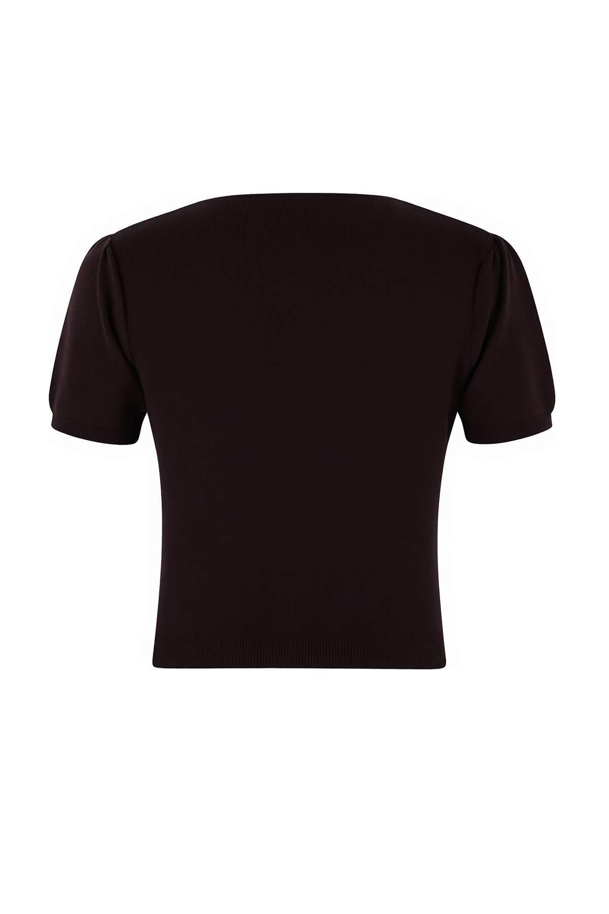 Trendyolmilla  Kahverengi Premium İplik Straplez Bluz- Hırka Triko Takım TWOSS26HI00010 - Görsel 8