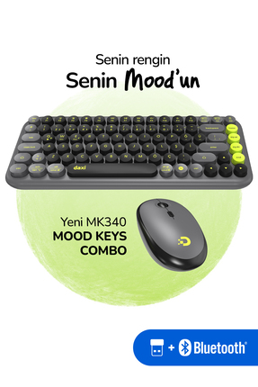 Daxi MK340 Mood Keys Combo Kablosuz Bluetooth Klavye Mouse Seti, Türkçe Q Kla...