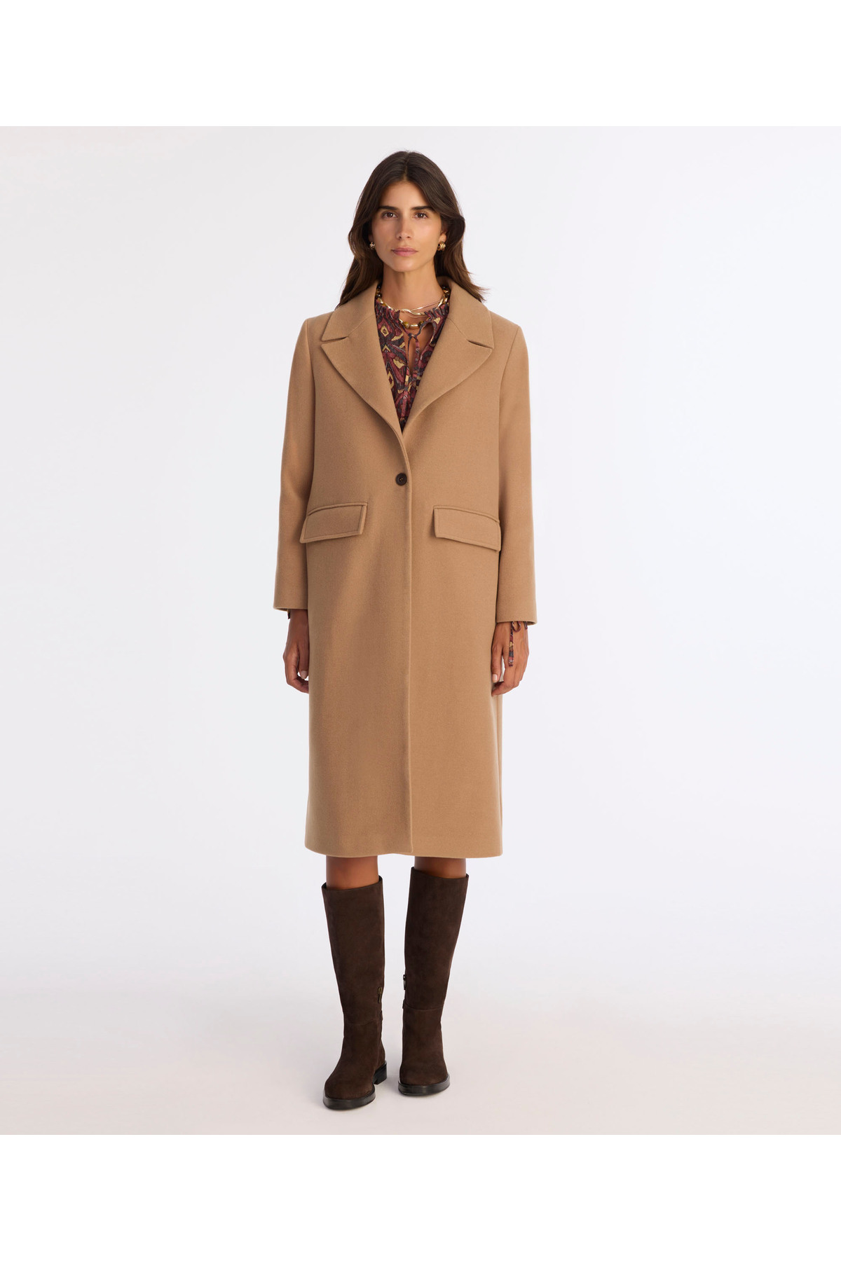 Regular Jacket Collar Long Sleeve Coat