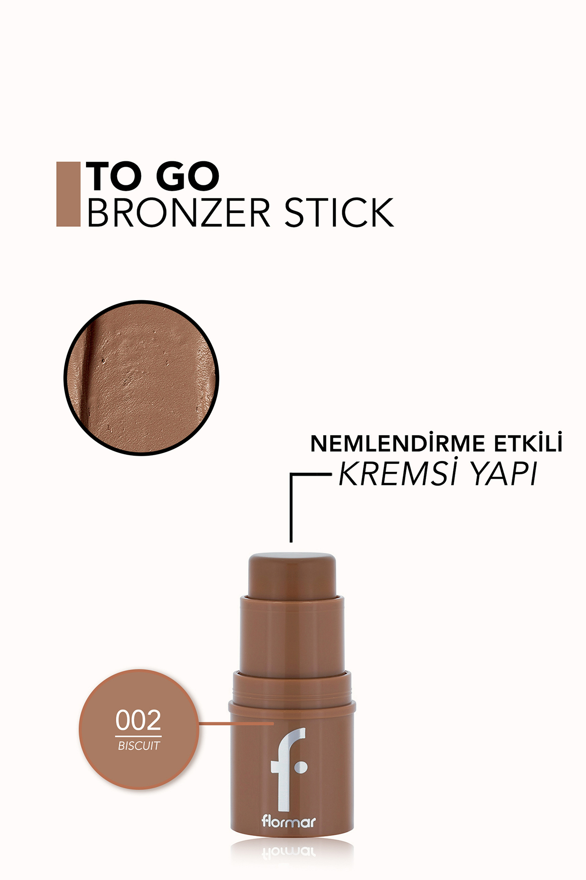 To Go Doğal Bitişli & Nemlendirme Etkili Kremsi Stick Bronzer - 002 BISCUIT — بژ 02 Biscuit — تصویر 5 از 6