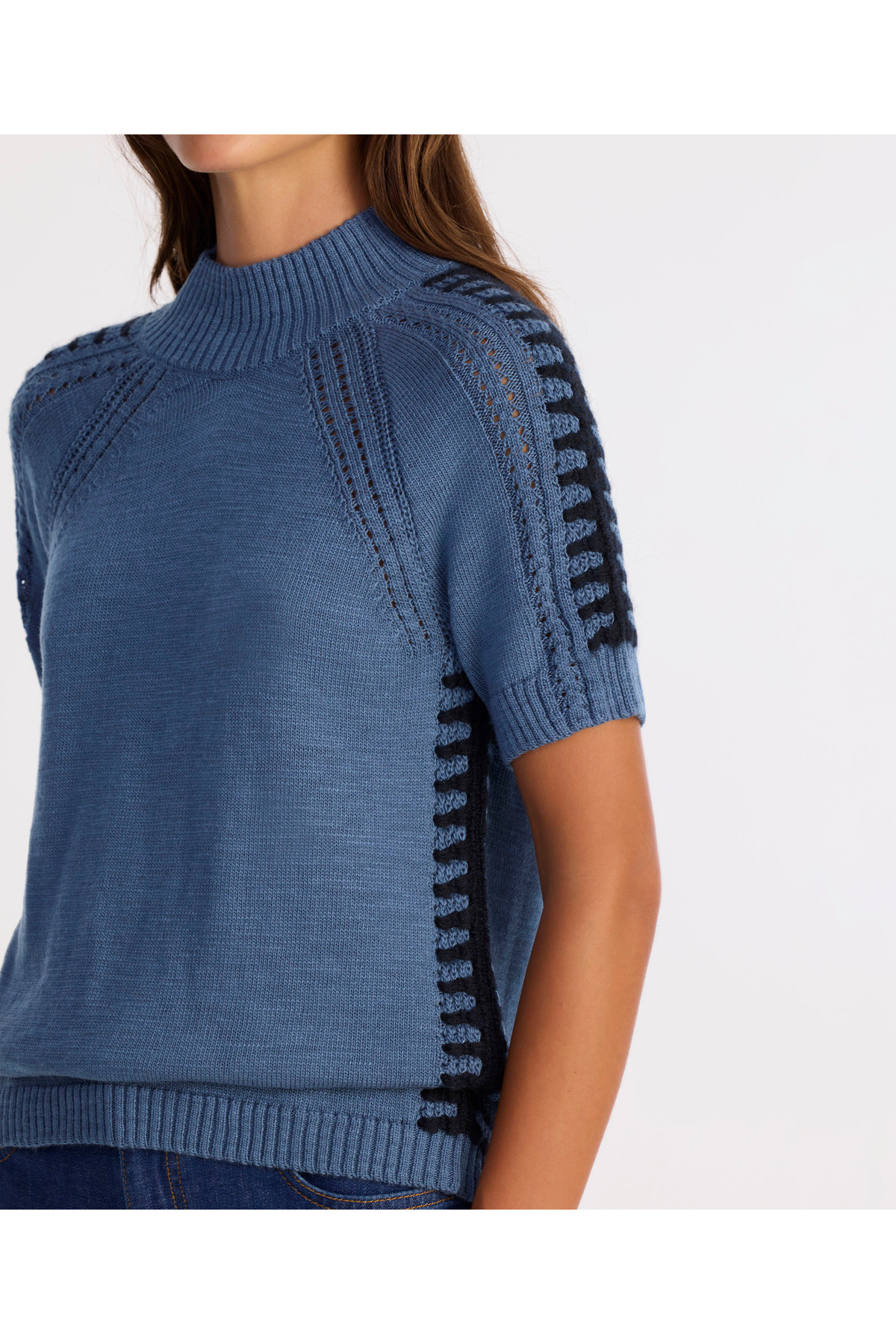 Yargıcı  Regular Dik Yaka Kısa Kol Kazak - Görsel 4