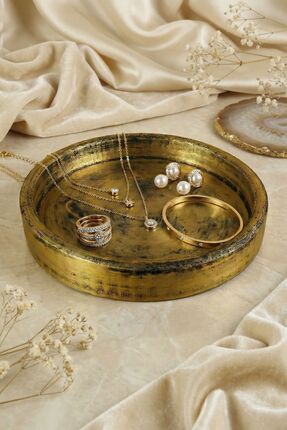 Viselia Takı Tabağı Takı Organizeri Takı Makyaj Kozmetik Düzenleyici Altın Es...