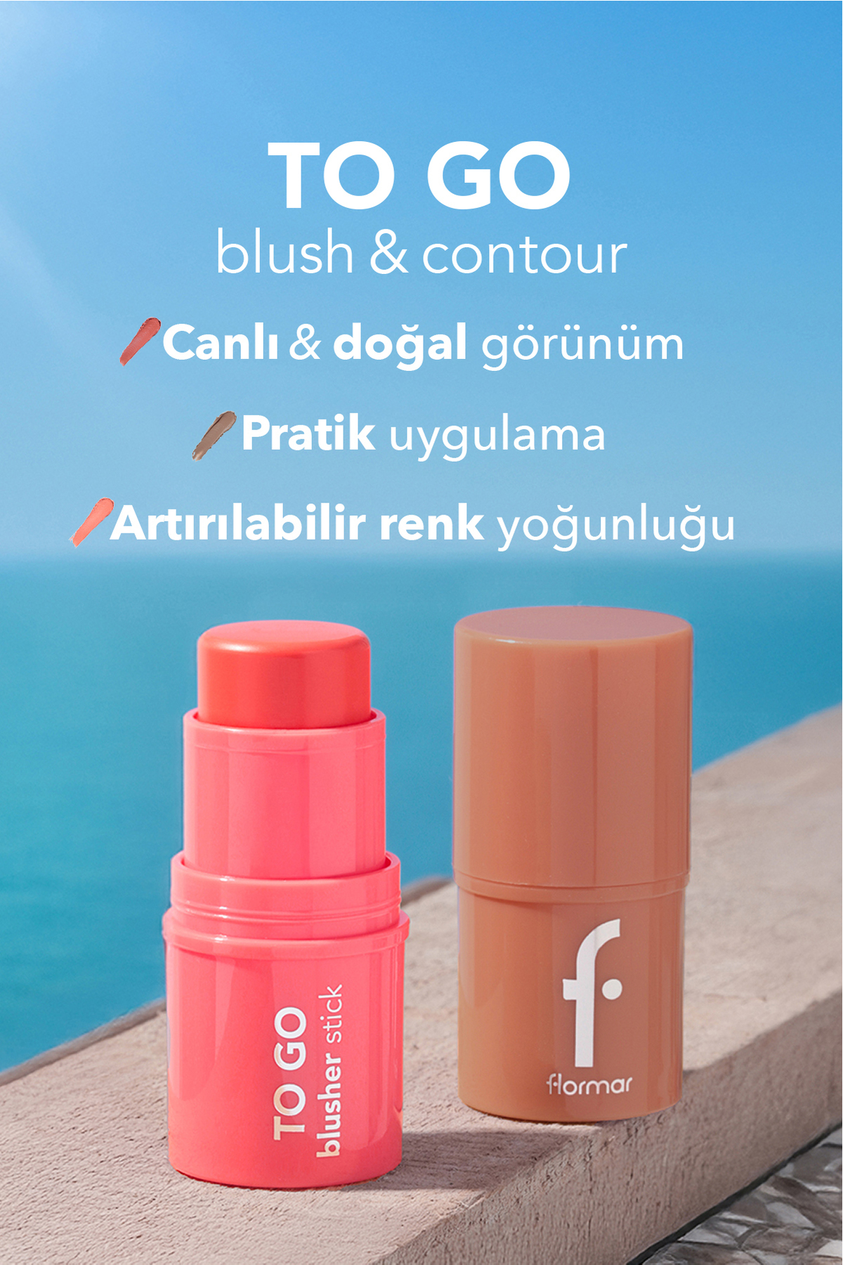 رژگونه کرمی استیک با شدت قابل تنظیم To Go Luminous & Natural Finish 003 Rosy Bliss 2