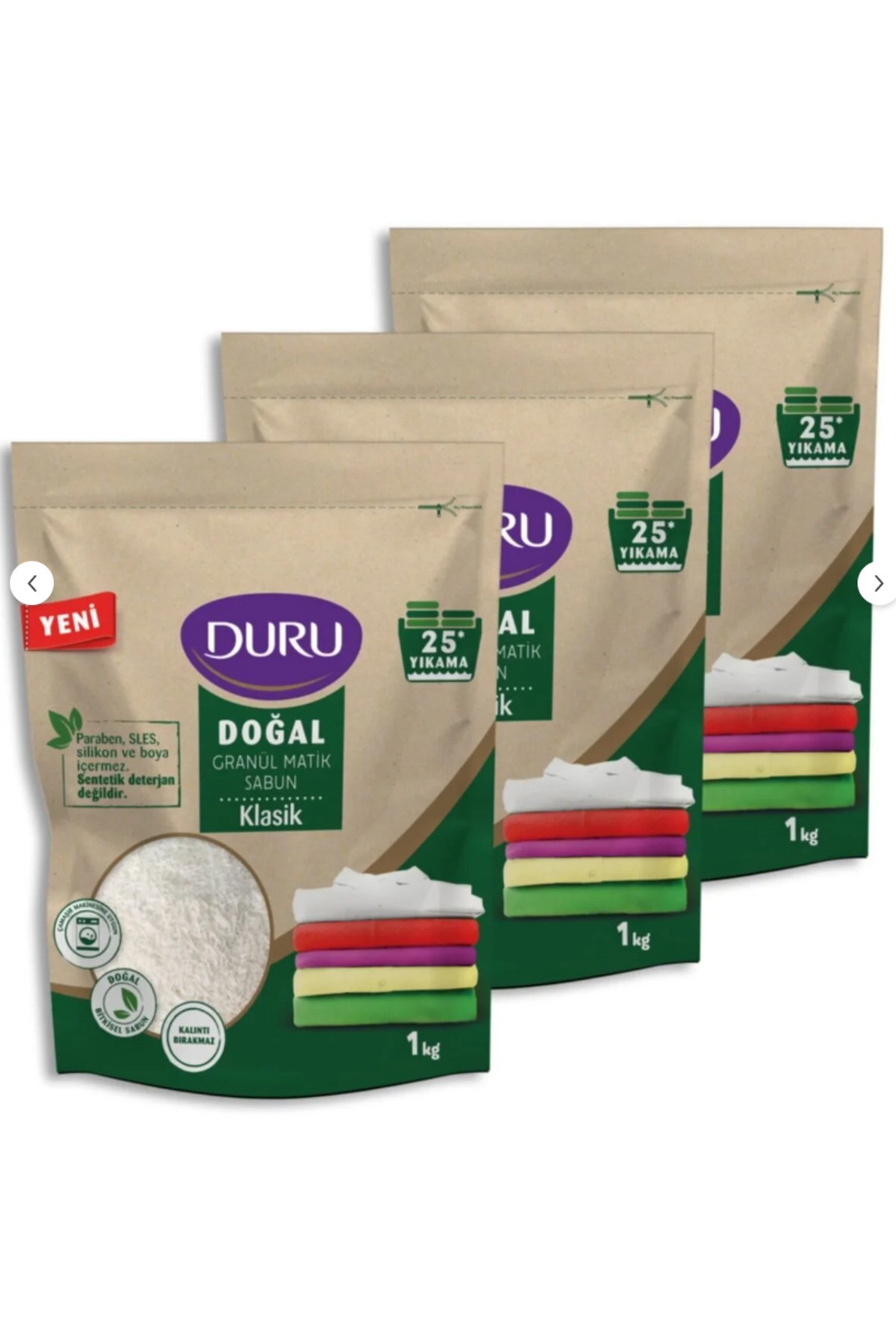 Duru Doğal Kaynaklı Granül Sabun Klasik 1 kg x3 Adet fotoğrafı 2 (önizleme)