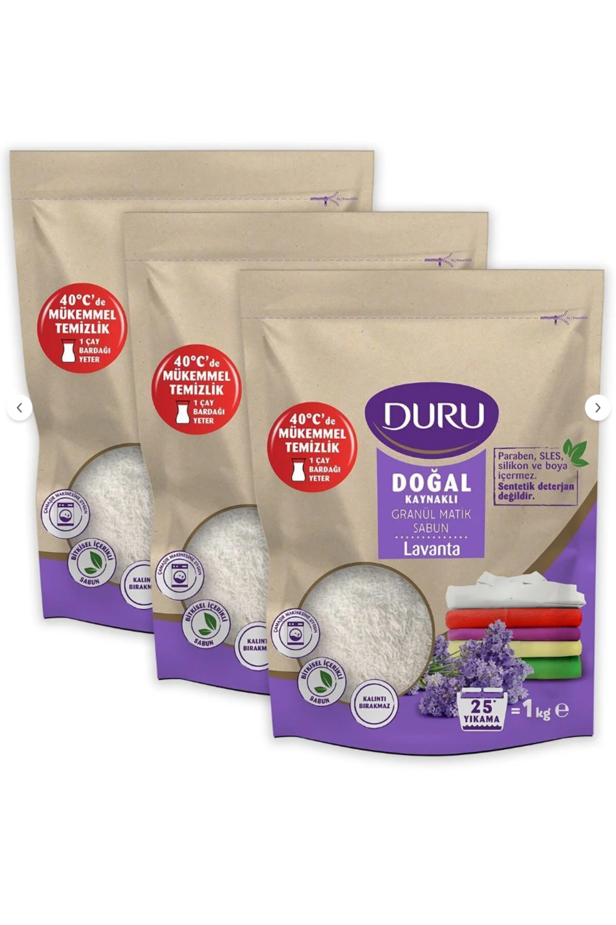 Duru Doğal Kaynaklı Granül Sabun Lavanta 1 kg x3 fotoğrafı 2 (önizleme)