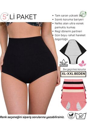 UN REAL 5’li Yüksek Bel Regl Külodu – Sızıntı Korumalı, Pamuklu (XL-XXL)