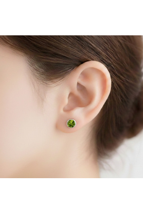 Lithora Jewellery Doğal Peridot Taşlı Gümüş Küpe