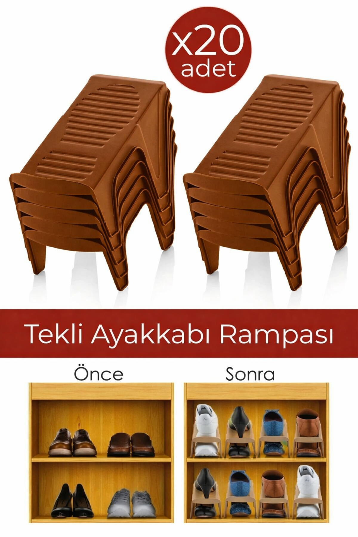 20 Pieces Single Brown Shoe Ramp Shoe Organizer Cabinet Organizer