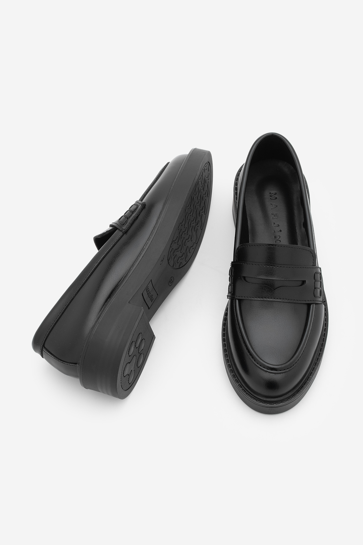 Marjin  Kadın Loafer Günlük Klasik Ayakkabı Casual Makosen Fonle Siyah - Görsel 8