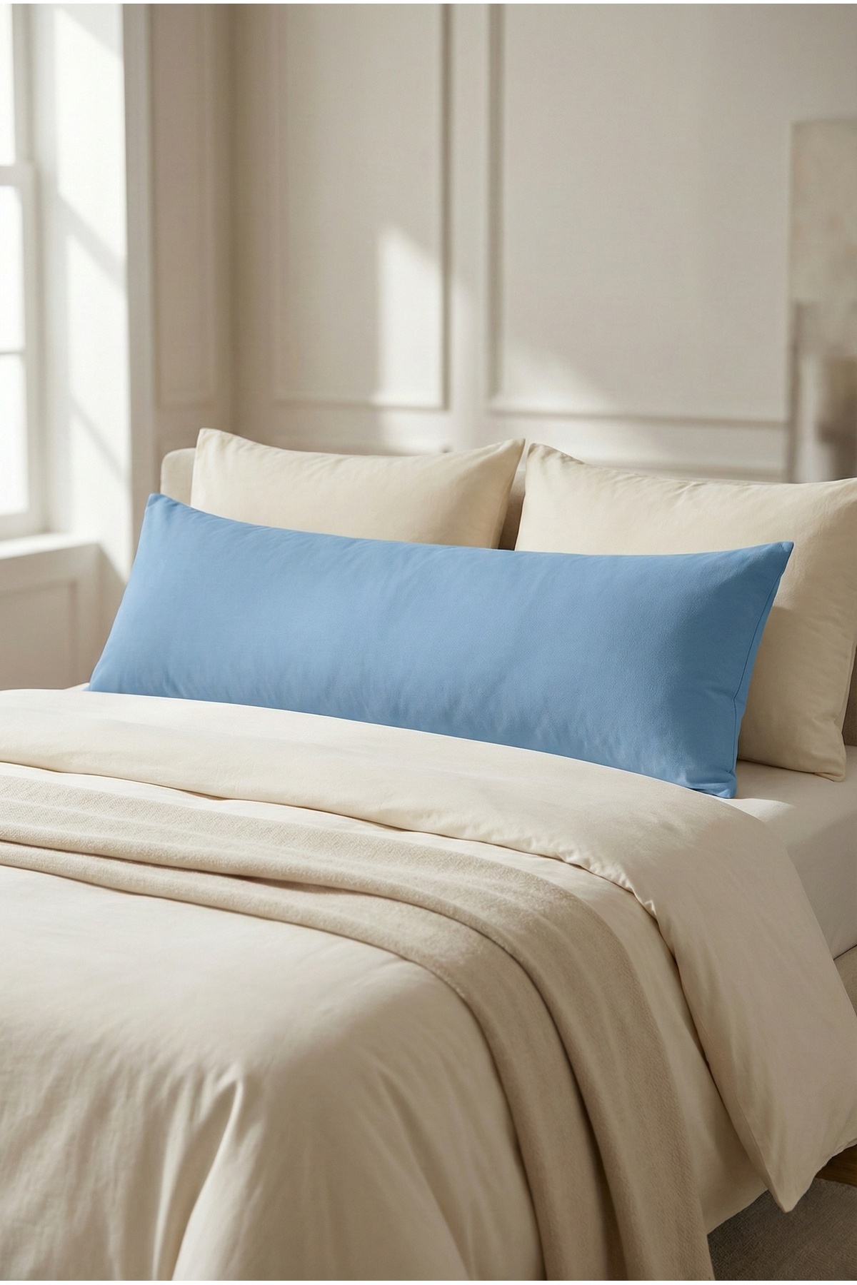 NESCO Dolgun Yan Yatış Hamile Yastığı Ve Dekoratif Uzun Yastık 50x150 Çift Kişilik Yatak Yastığı- 2200gr fotoğrafı 3 (önizleme)