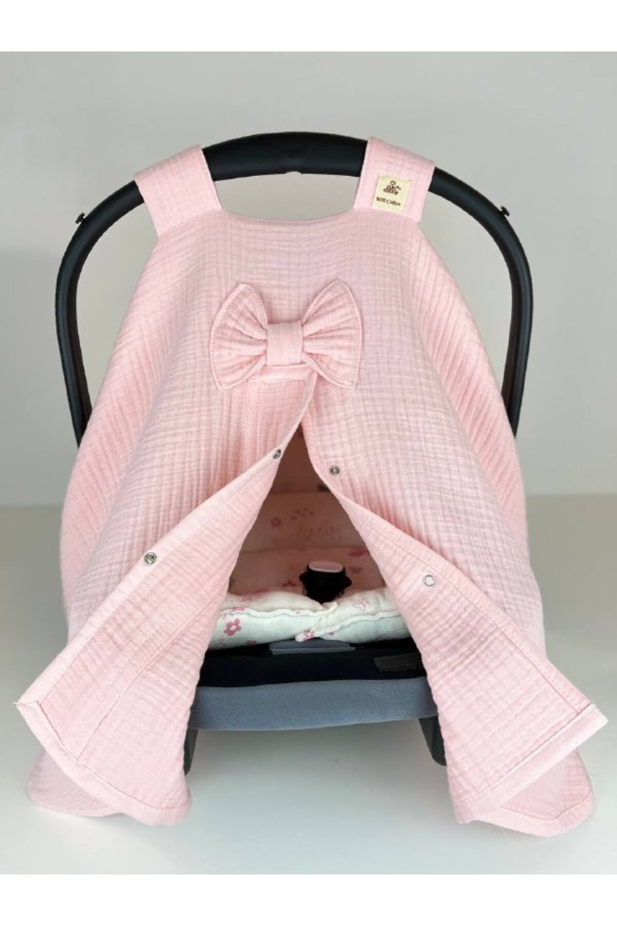 Puro Cotone 4 Kat Müslin Puset Örtüsü Açık Pembe fotoğrafı 2 (önizleme)