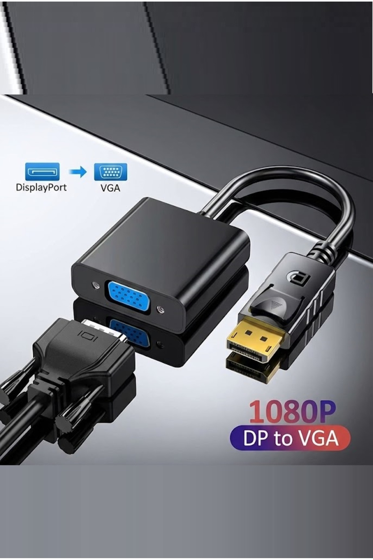 Displayport Dp Vga Adaptör Kablosu Erkek Dp Erkek Vga Dönüştürücü Pc Dizüstü Hdtv Monitör Için