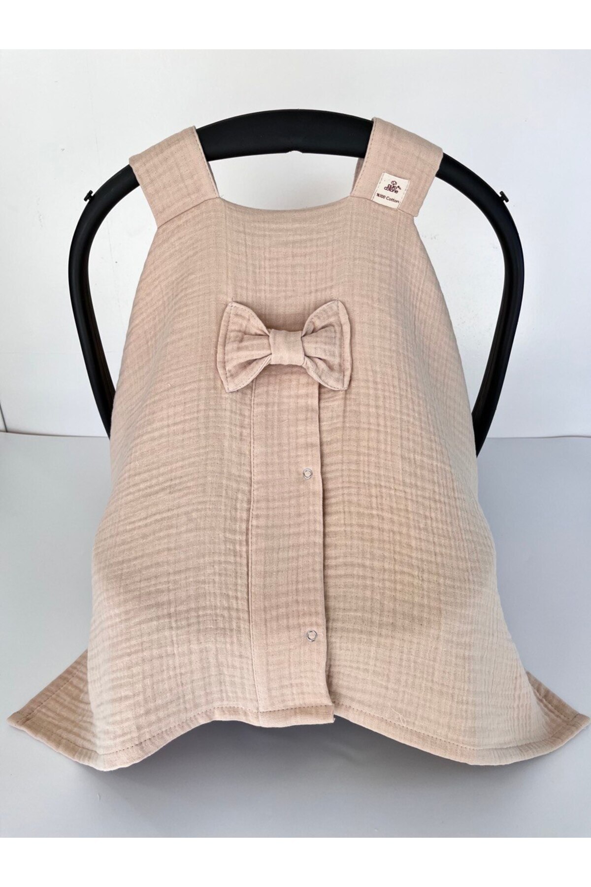 Puro Cotone 4 Kat Müslin Puset Örtüsü Ve Puset Minderi Bej fotoğrafı 2 (önizleme)