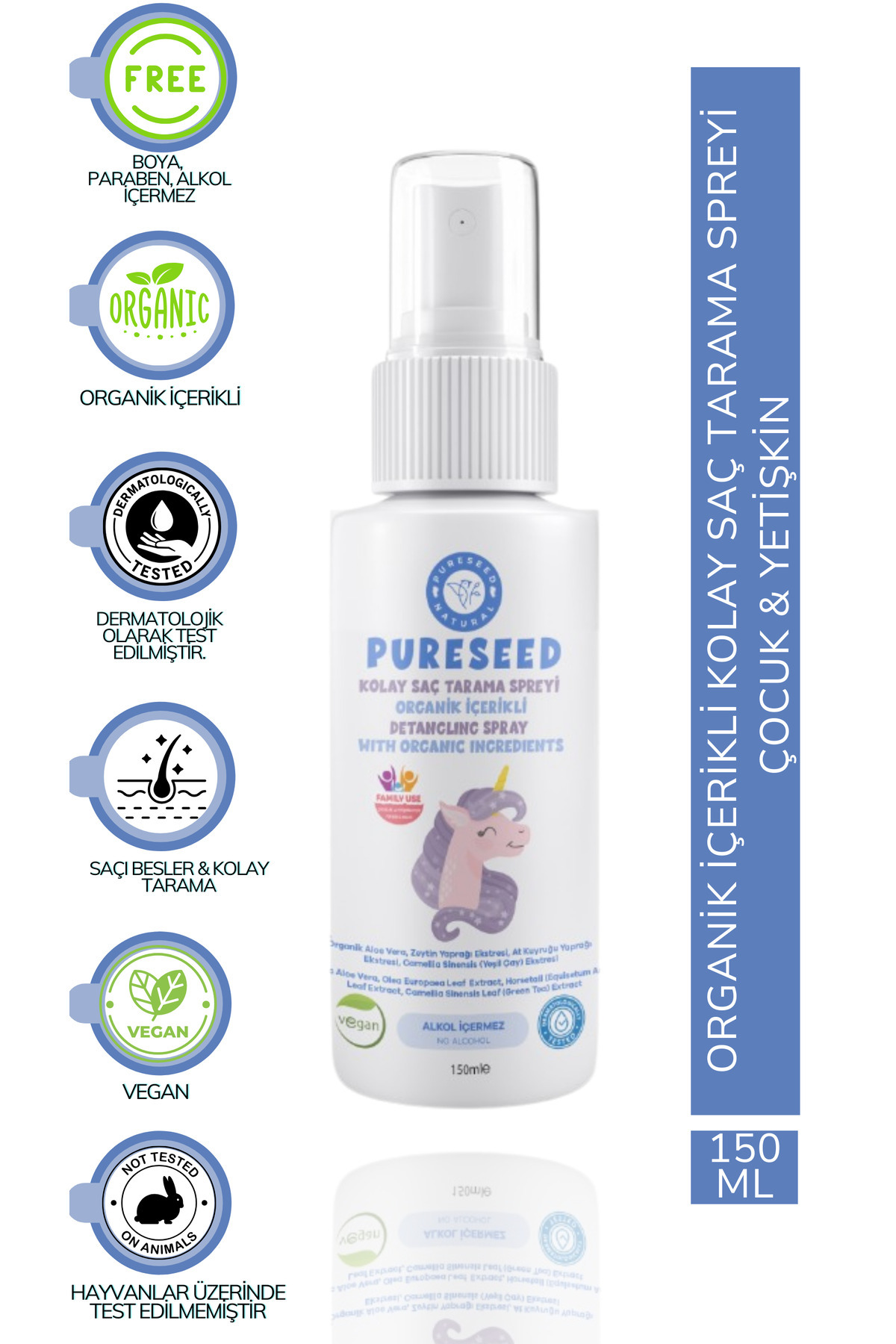 PURESEED NATURAL İçerikli Kolay Saç Tarama Spreyi - 150 ML — TYCEKRZOBN170610543402198