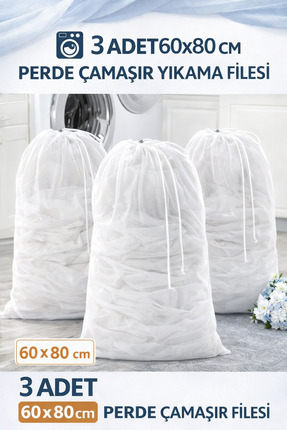 MorBebe 3 Adet Lüx Büyük 60x80 Perde Ve Çamaşır Yıkama Filesi