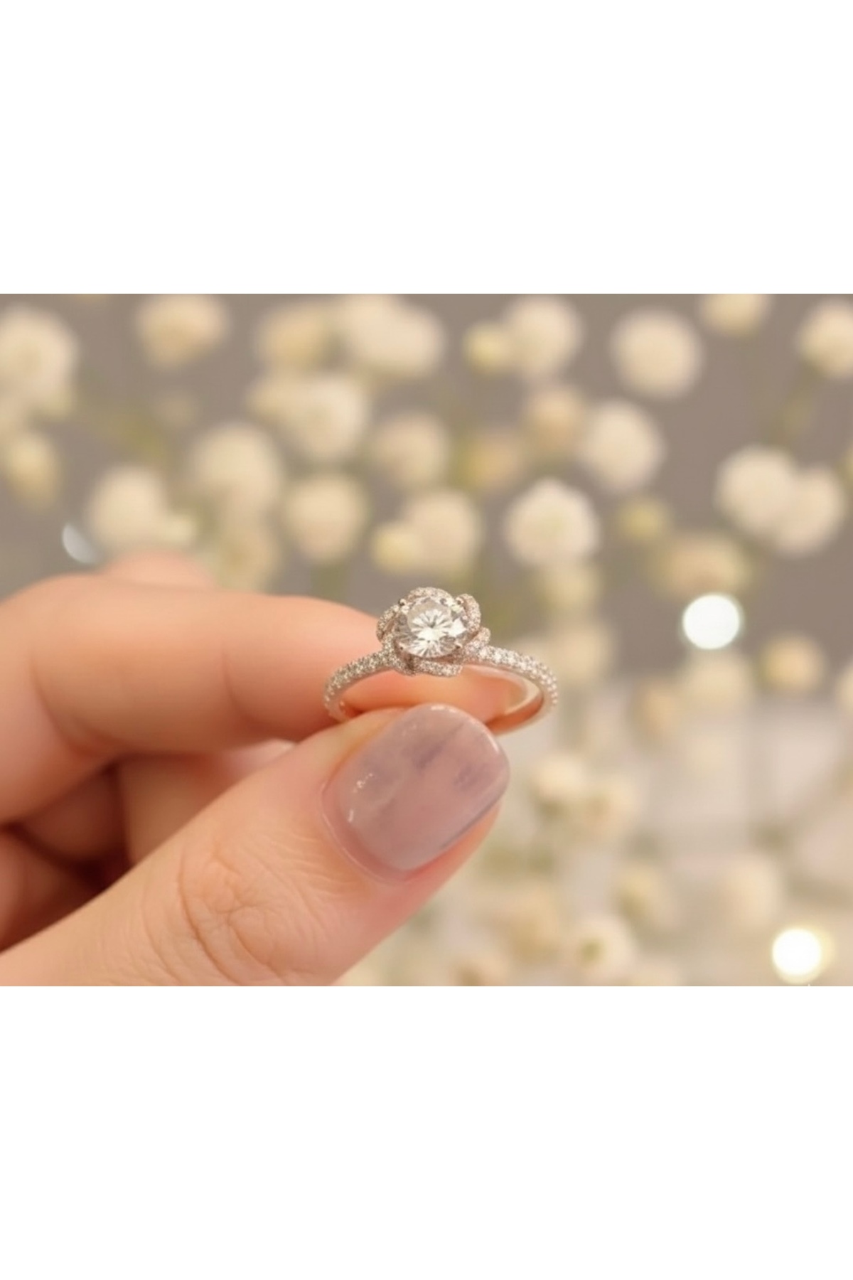 Armes Silver  GÜL MOTİFLİ TEKTAŞ YÜZÜK 925 ayar gümüş - Görsel 3