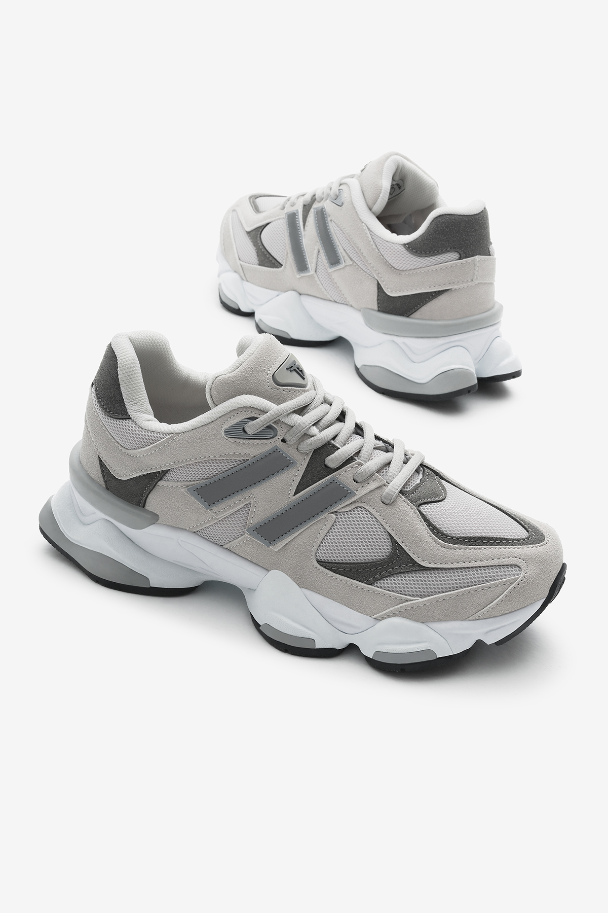 Tonny Black  Unisex Gri Poli Taban Anorak Desenli Yüksek Taban Bağcıklı Spor Ayakkabı - Görsel 4