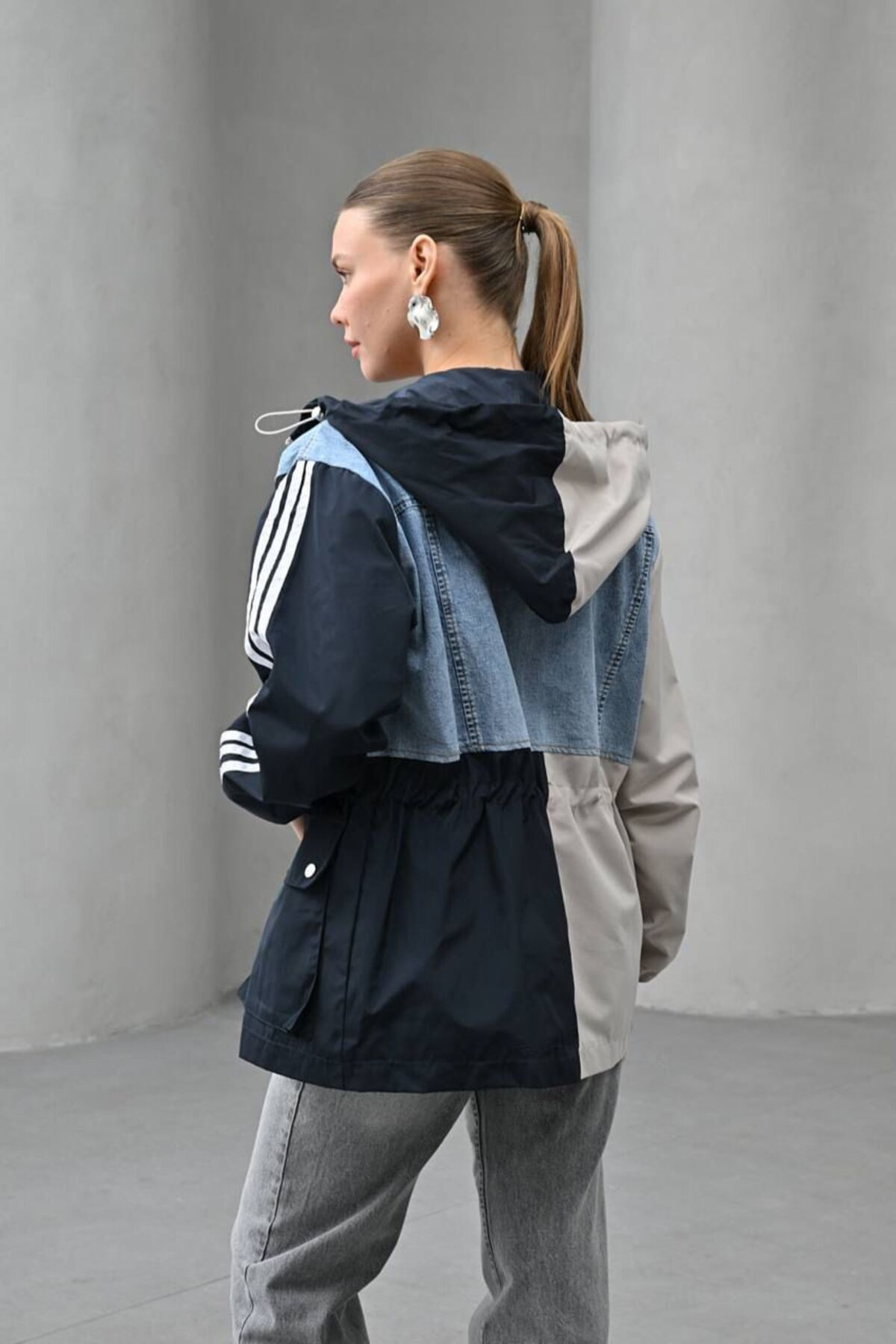 KUN SPORTSWEAR  VİNTAGE MİX BLOKLU YAĞMURLUK CEKET OVERSİZE - Görsel 3