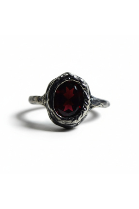 Lithora Jewellery Doğal Garnet Taşlı Gümüş Yüzük