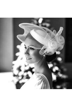 Lily and Bride Saten Nişan Düğün Nikah Gelin Şapkası Saç Aksesuarı Beyaz Vual...