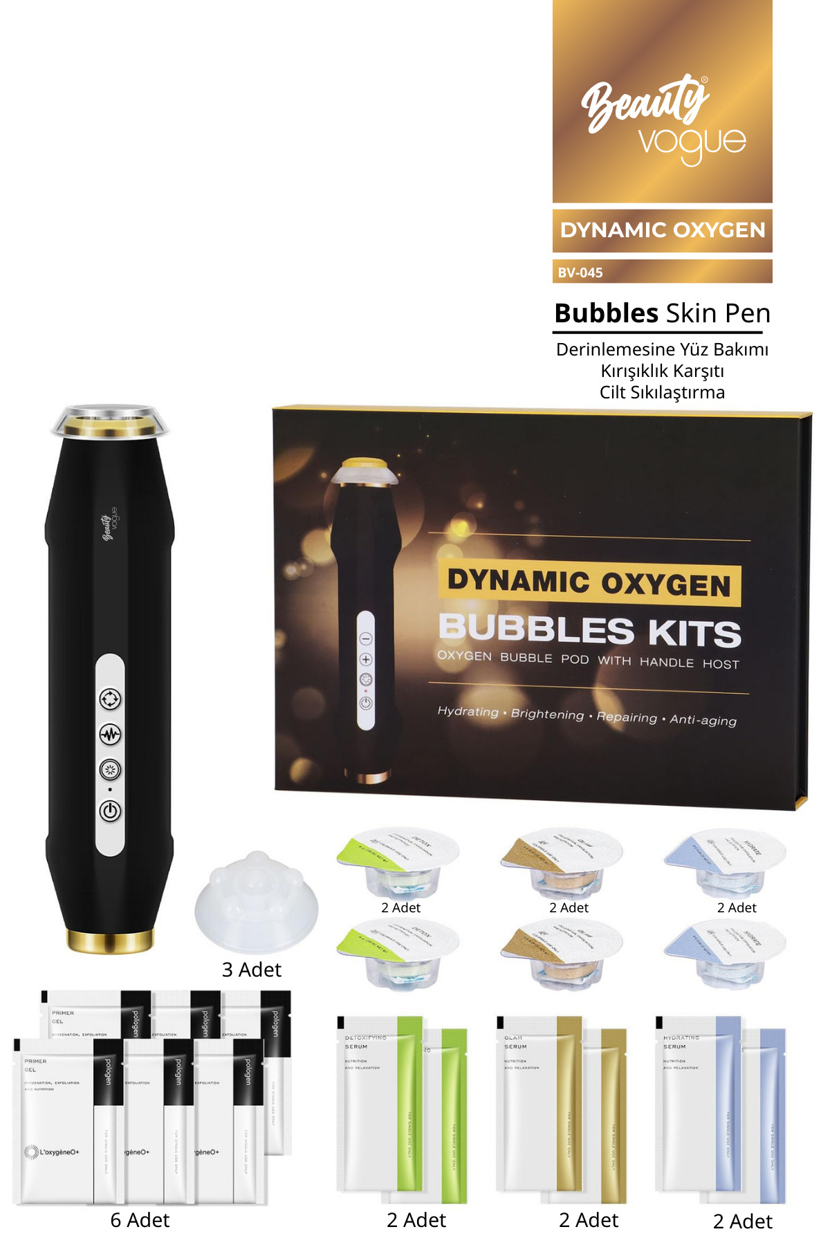 Bubbles Skin Pen Dynamic Oxygen Dermapen Oksijenli Cilt Bakım Cihazı Leke Kırışıklık Sıkılaştırma — رنگارنگ BV-45-2