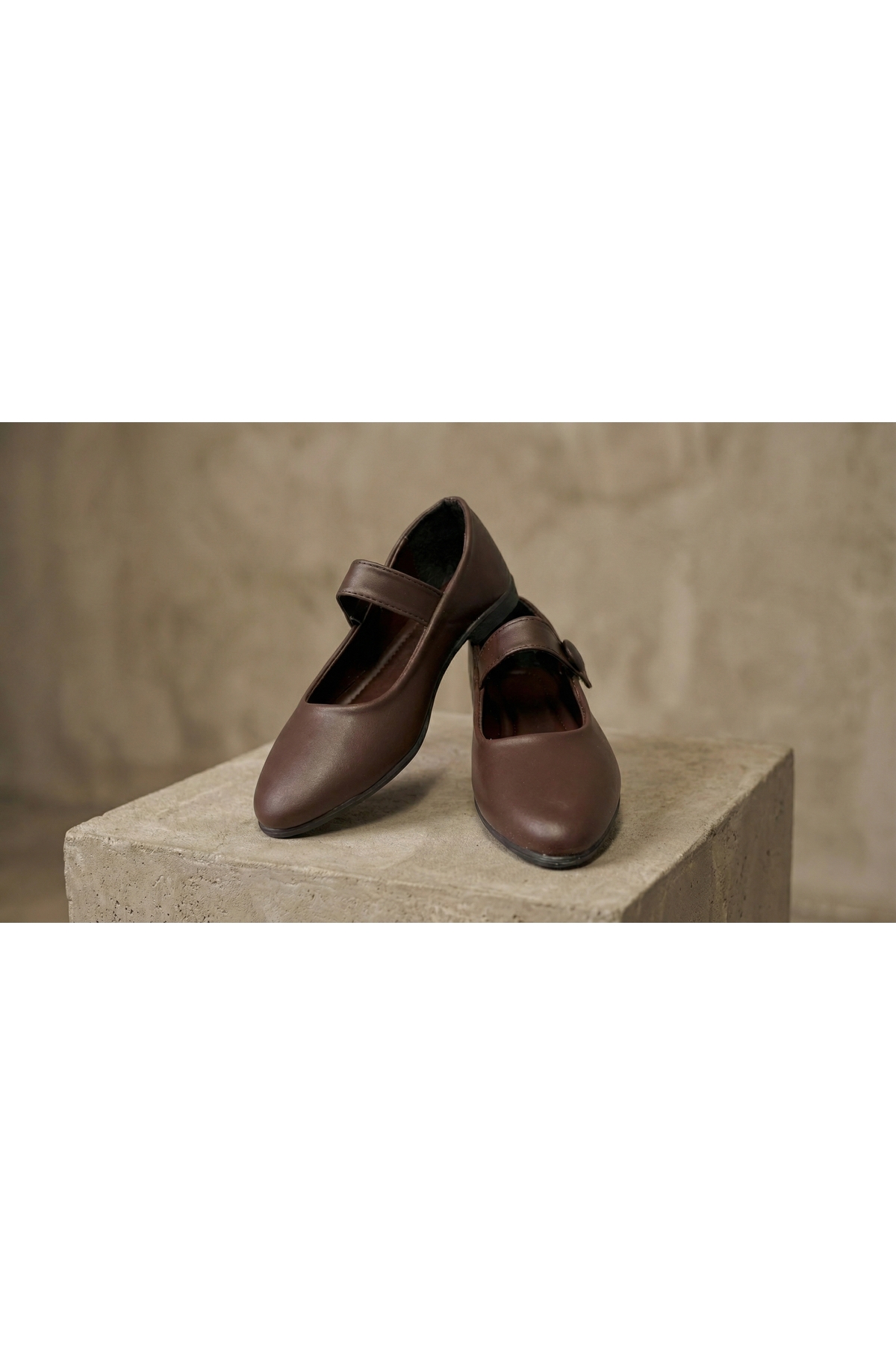 Beyond   Kadın Kahverengi Deri Lastik Tokalı Babet 1.5cm BYNDİMJ03 - Görsel 5