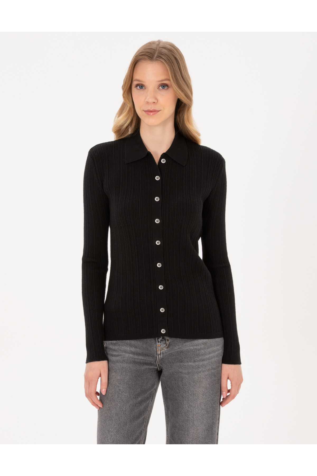 Pierre Cardin  Siyah Slim Fit Triko Hırka 50316338-VR046