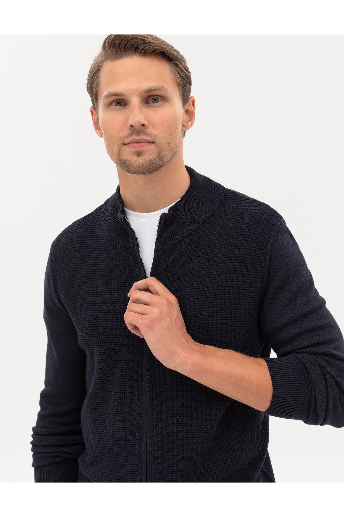 Pierre Cardin  Lacivert Slim Fit Fermuarlı Triko Hırka 50317341-VR033 - Görsel 2