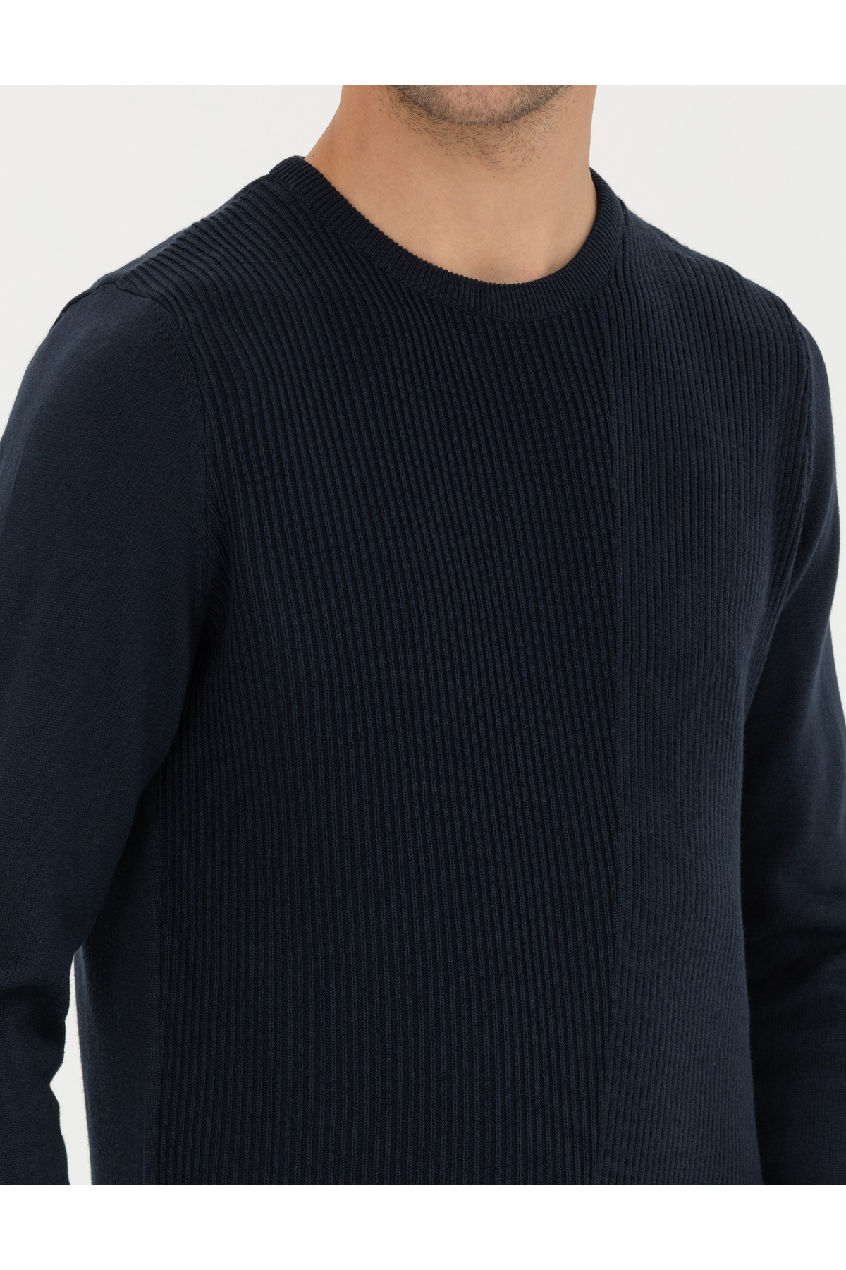Pierre Cardin Lacivert Slim Fit Bisiklet Yaka Triko Kazak 50281823-VR033 görsel 6