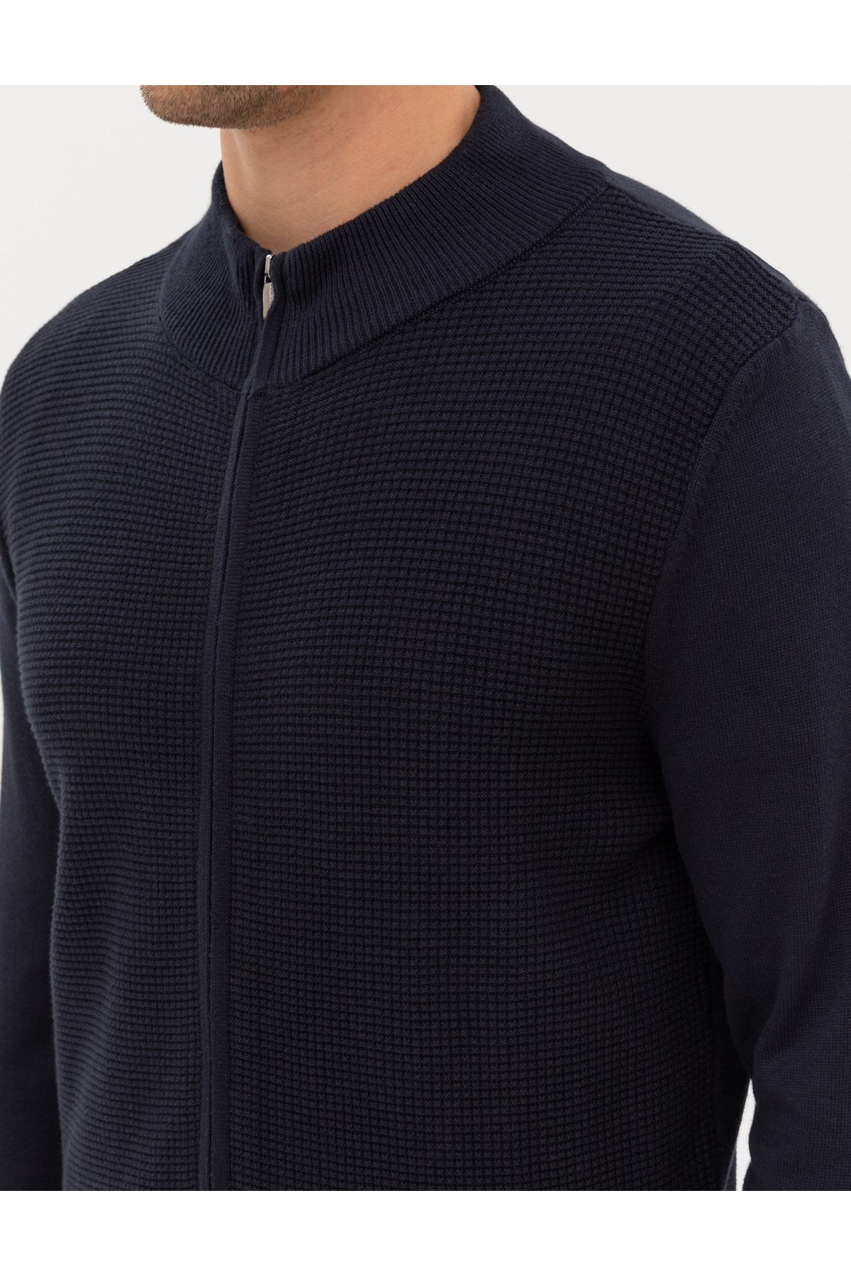 Pierre Cardin  Lacivert Slim Fit Fermuarlı Triko Hırka 50317341-VR033 - Görsel 7