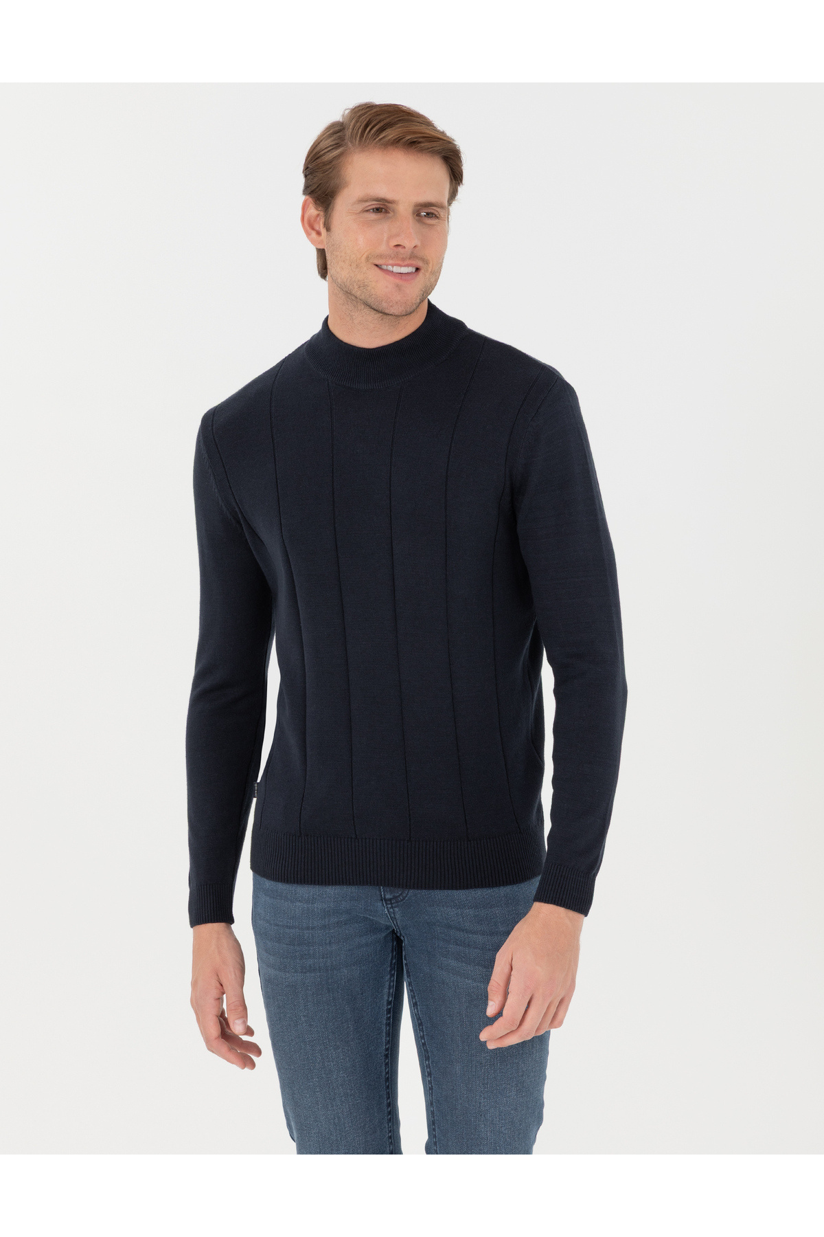 Pierre Cardin  Lacivert Slim Fit Yarım Balıkçı Yaka Triko Kazak 50300460-VR033